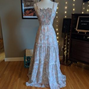 70s Prairie Maxi Floral Dress and Shrug